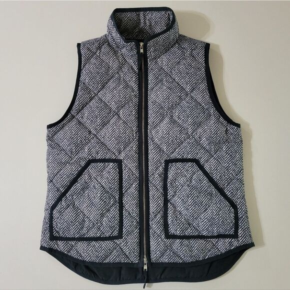 J. Crew Women's Excursion Black Quilted Down Puffer Vest Herringbone - Picture 5 of 16